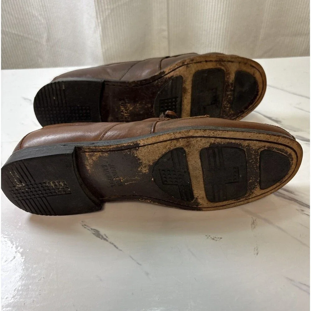 Johnston & Murphy Men’s Halsey Kiltie Tassel Brown Woven Leather Loafers 10M